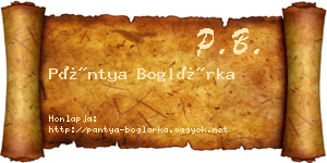 Pántya Boglárka névjegykártya
